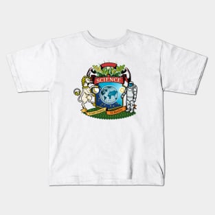 Coat of arms with globe, unicorn and astronaut Kids T-Shirt